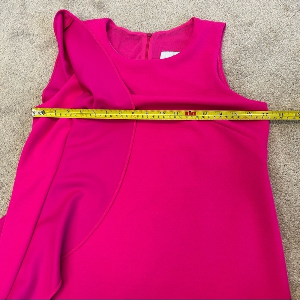 JOSEPH Ribkoff hot neon pink vertical side ruffle dress Sz 8 NWOT - Picture 10 of 12